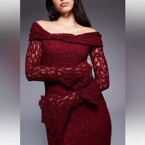 ASOS lace maxi dress in dark cherry